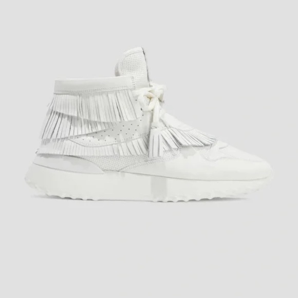 Tod’s fringe perforated leather high-top sneakers - Picture 1 of 11